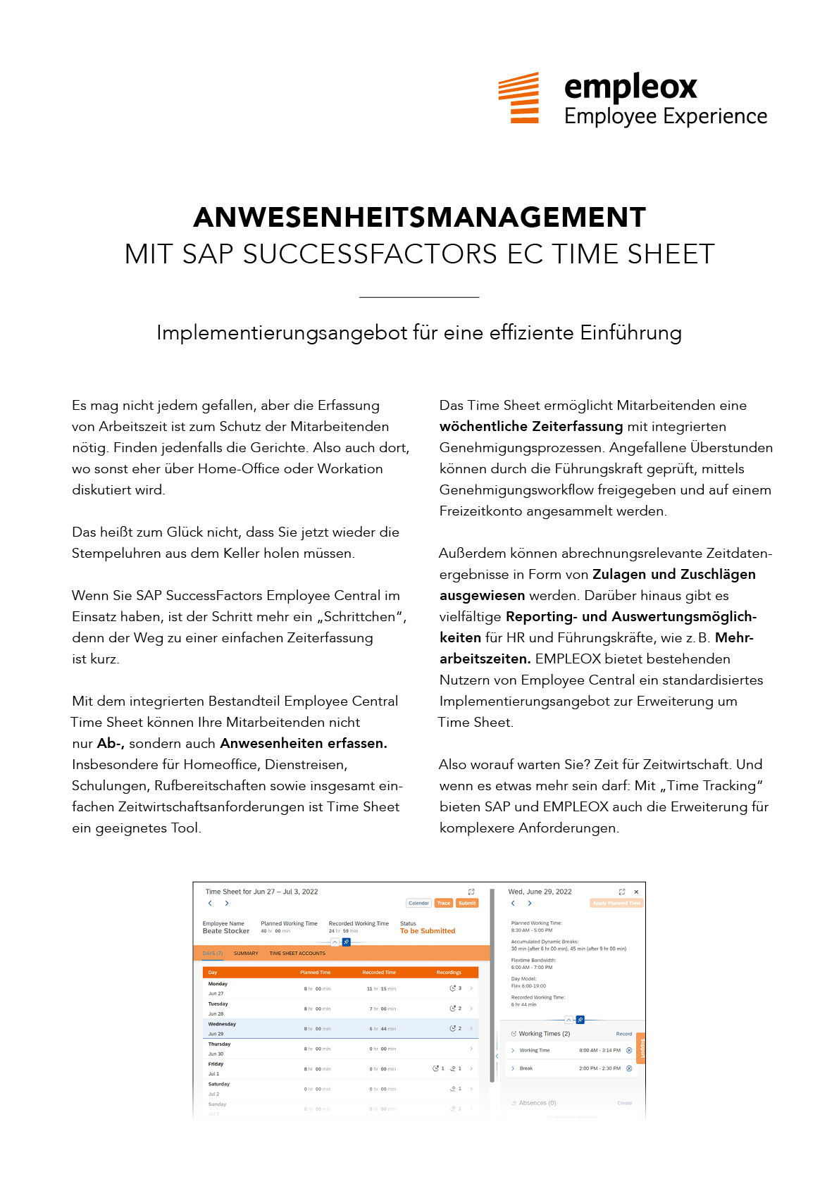 SAP SuccessFactors Employee Central Time Sheet EMPLEOX