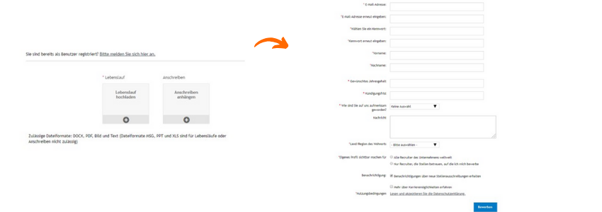 Beispiel Dateneingabe in Quick Apply