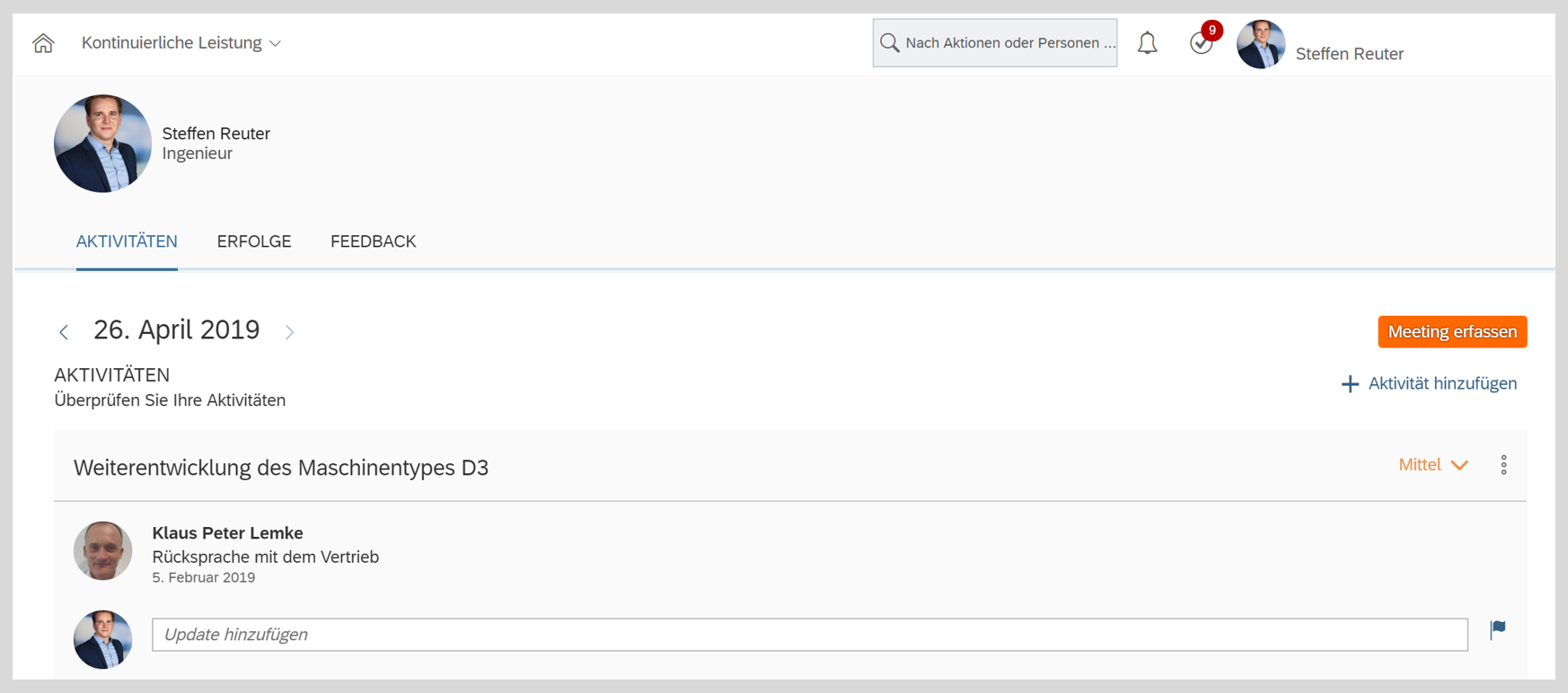 Screenshot der Benutzeroberfläche von SAP SuccessFactors